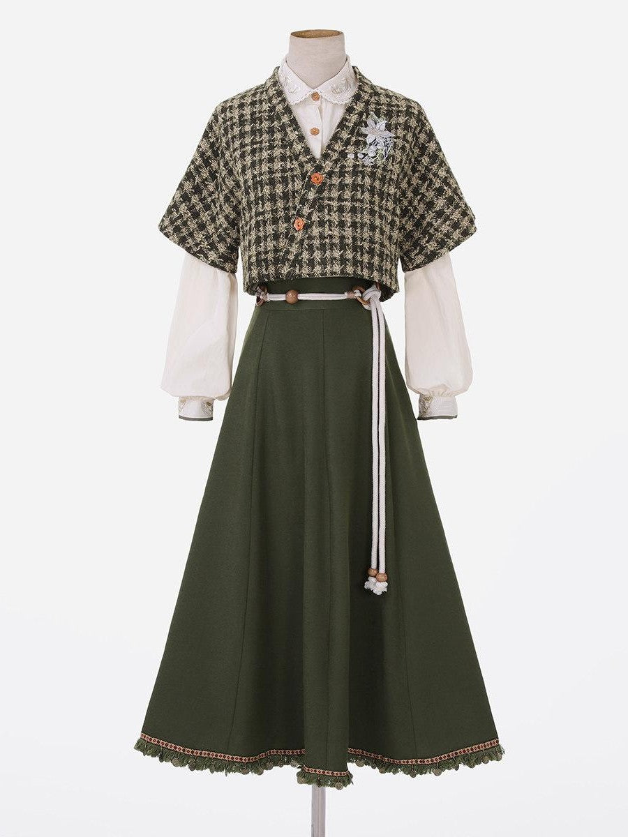 Sweet Promise Literary Retro Modified Hanfu Chinese Style Women's Polyester Skirt Sets