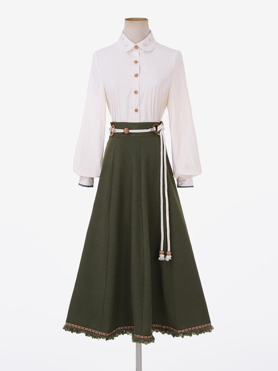Sweet Promise Literary Retro Modified Hanfu Chinese Style Women's Polyester Skirt Sets