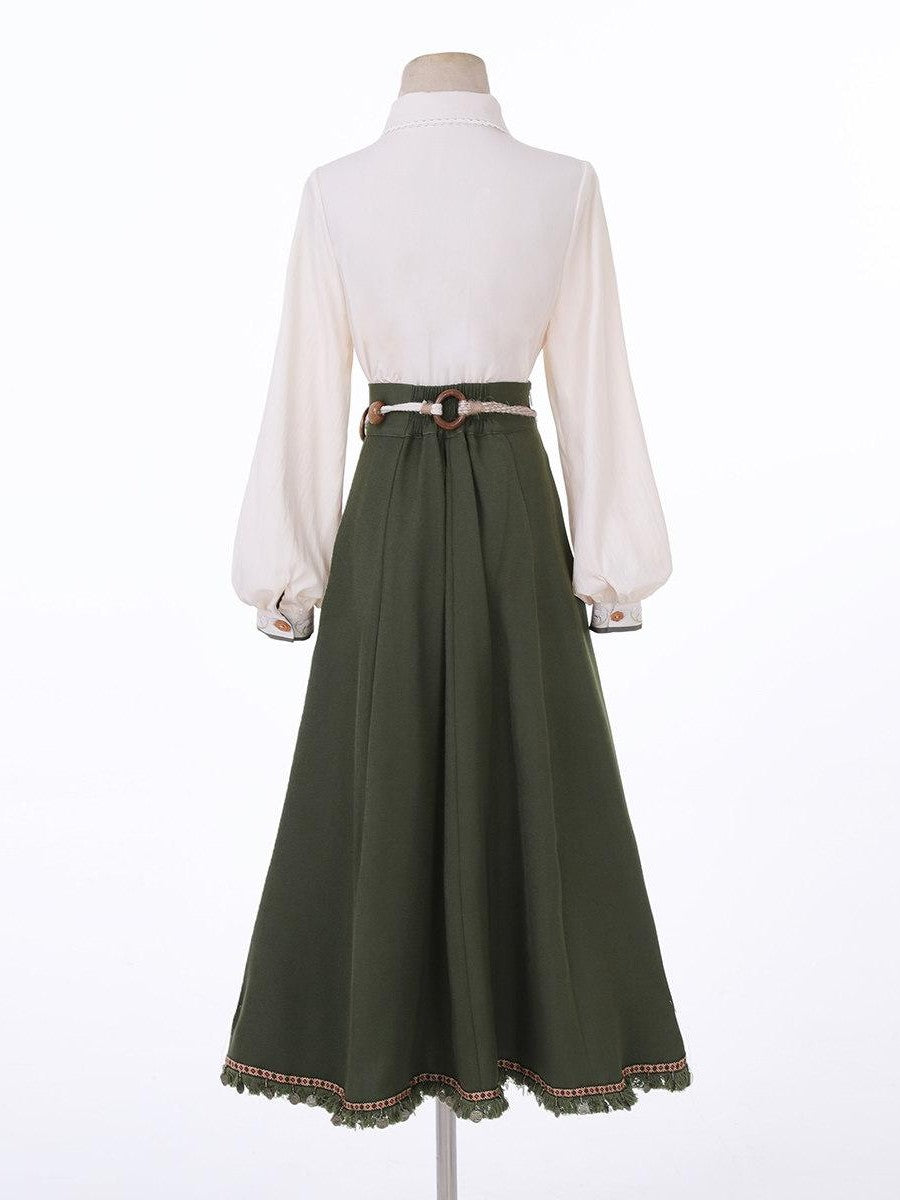 Sweet Promise Literary Retro Modified Hanfu Chinese Style Women's Polyester Skirt Sets