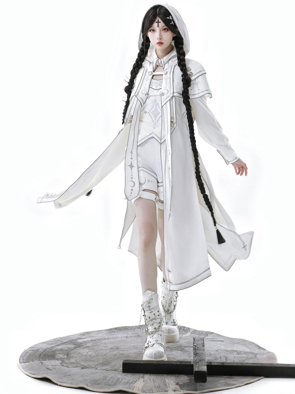 Sweet Promise Lolita Cape Top Shorts Cosplay Techwear Women's Full Coordination Sets