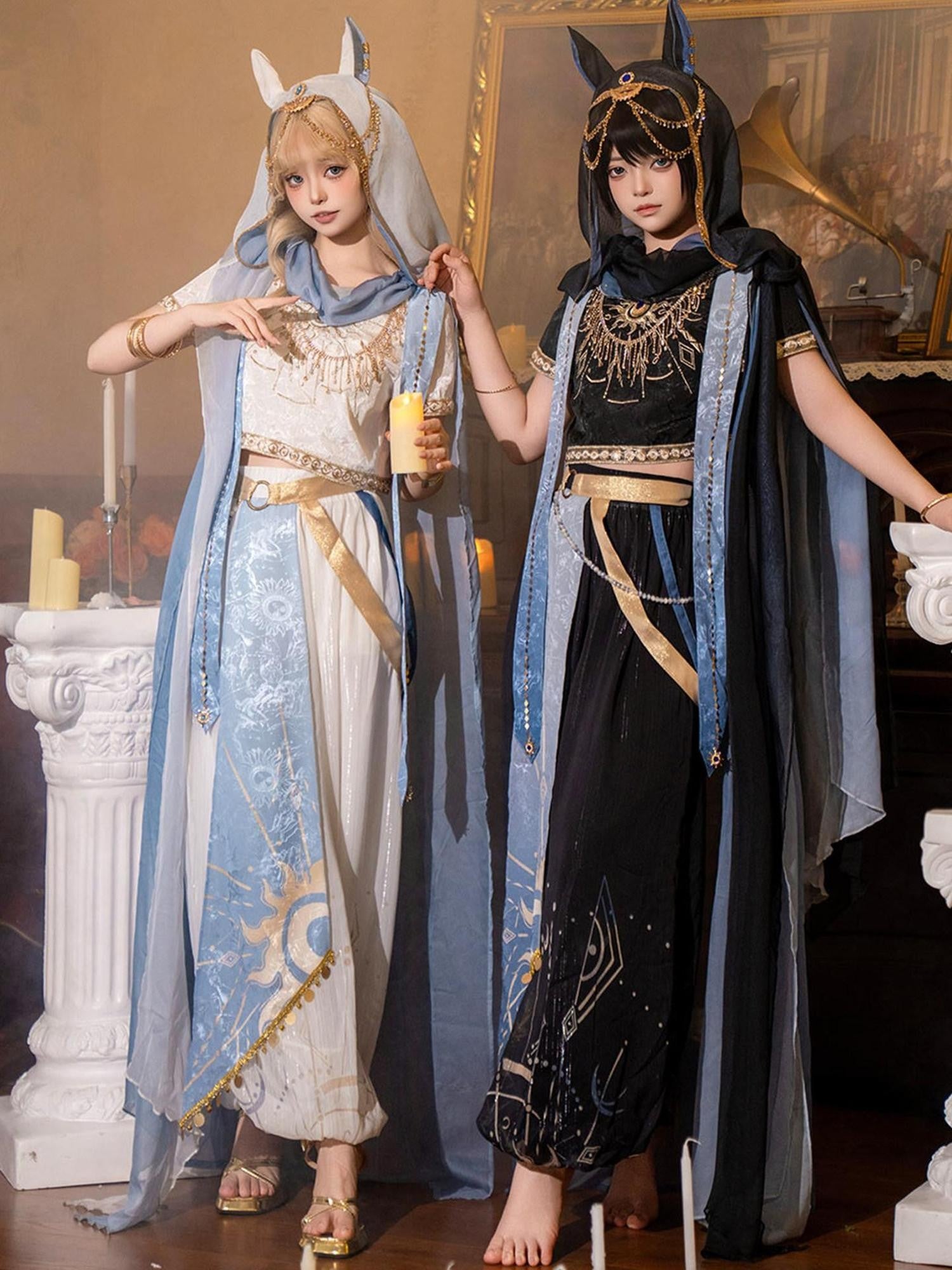 Sweet Promise Lolita Ethnic Dunhuang Goddess Round Neck Two Piece Women's Skirt Sets