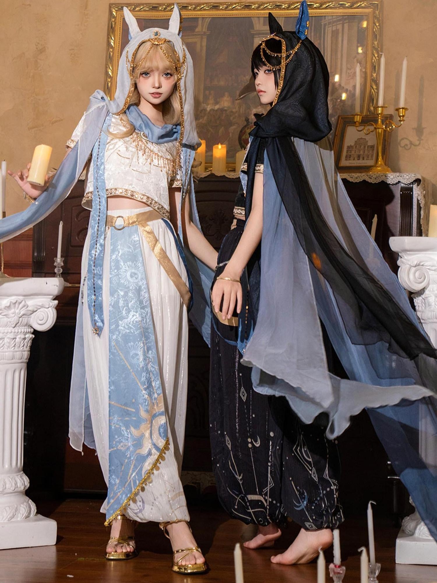 Sweet Promise Lolita Ethnic Dunhuang Goddess Round Neck Two Piece Women's Skirt Sets