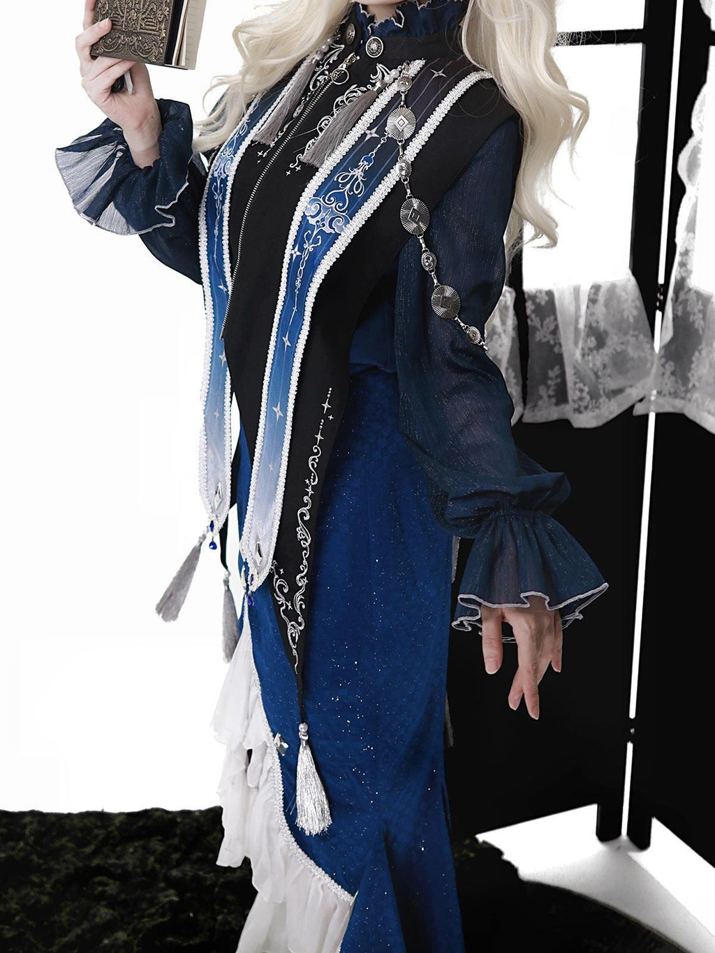 Sweet Promise Lolita Gothic Dark Witch Cosplay Capelet Shirt Collar Women's Skirt Sets