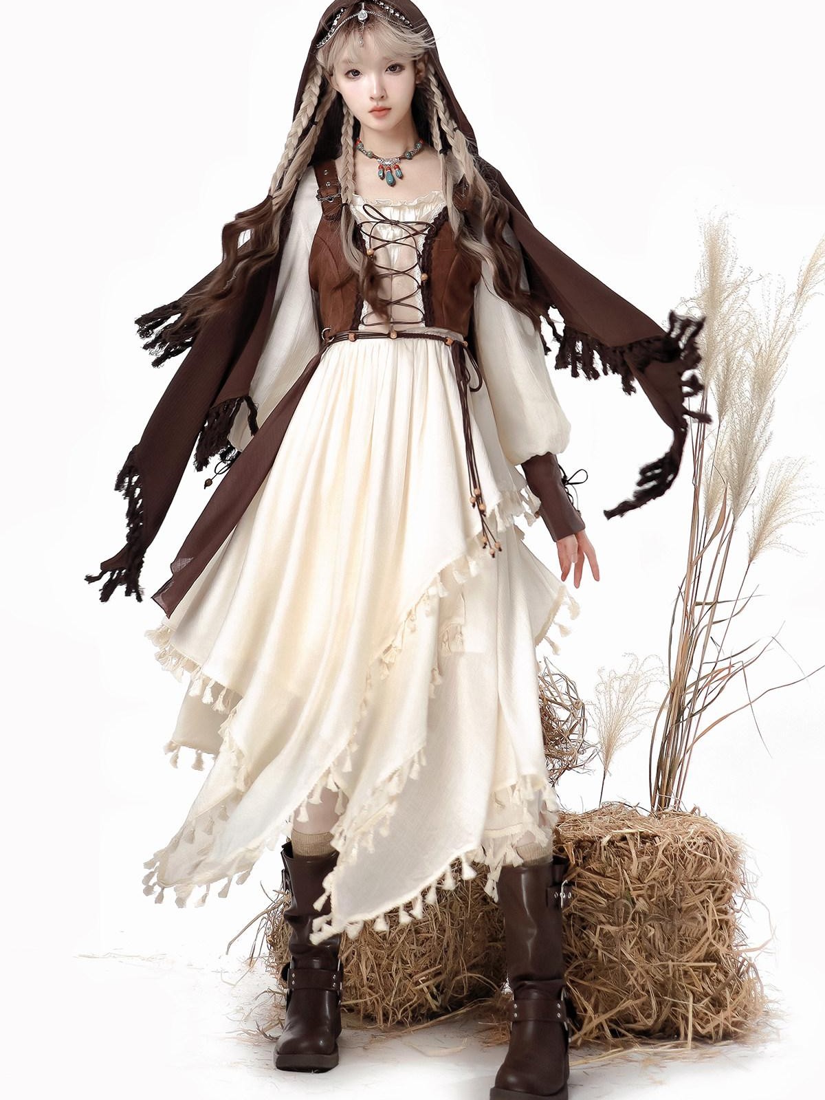 Sweet Promise Lolita Gothic Witch Long Cloak Cape Women's Polyester Long Sleeve Op