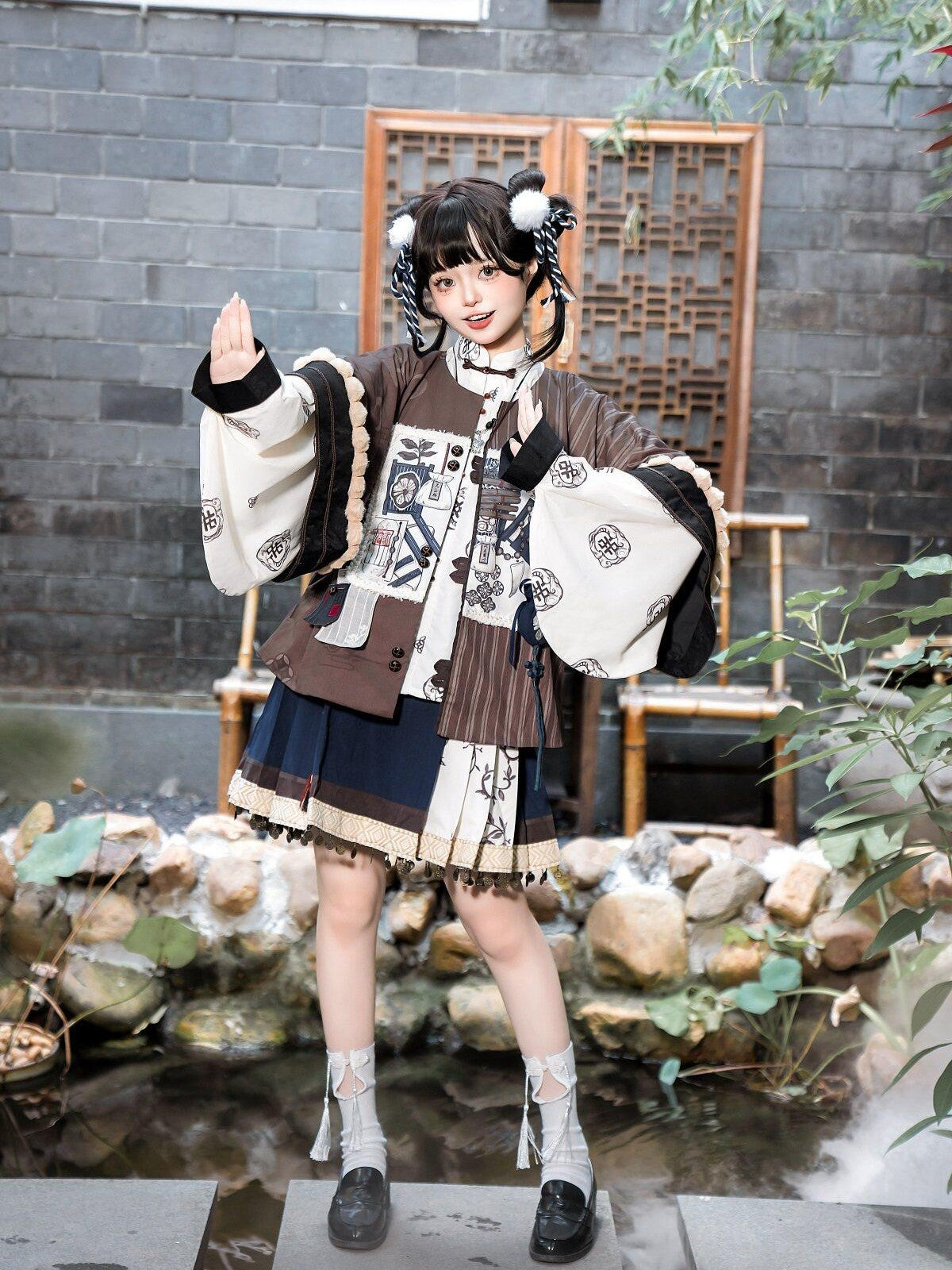 Sweet Promise Lolita Han Chinese Elements Vintage Girlish Women's Skirt Sets