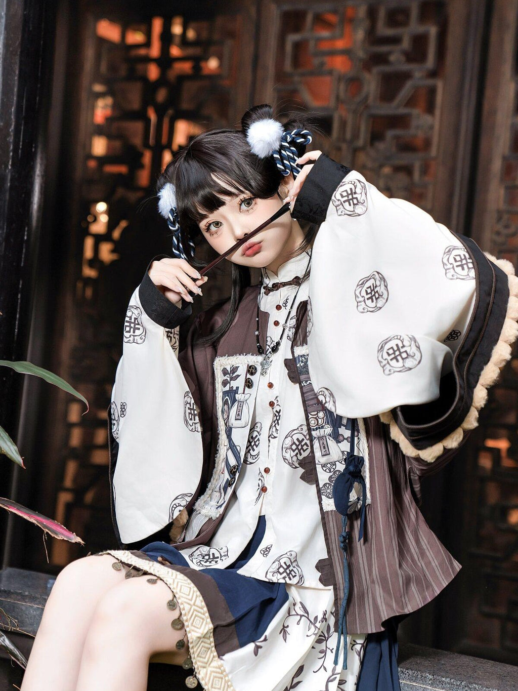 Sweet Promise Lolita Han Chinese Elements Vintage Girlish Women's Skirt Sets