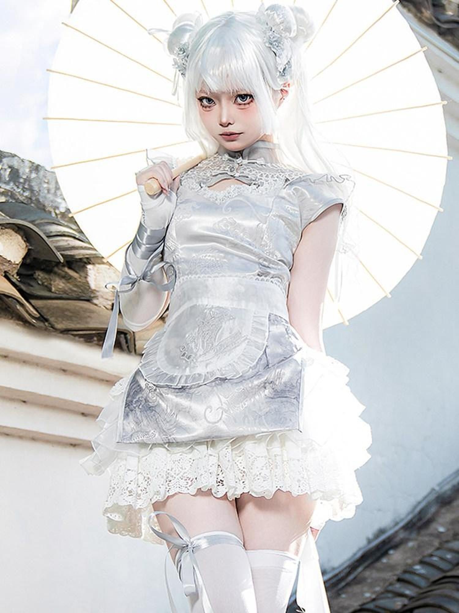 Sweet Promise Lolita Han Chinese Maid Apron Hanfu Style Women's Jsk / Jumper Skirts