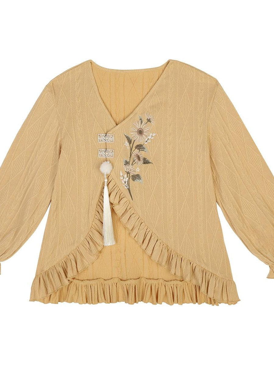 Sweet Promise Lolita Han Jacquard Doll Collar Lace Up Women's Polyester A Line Long Sleeve Op