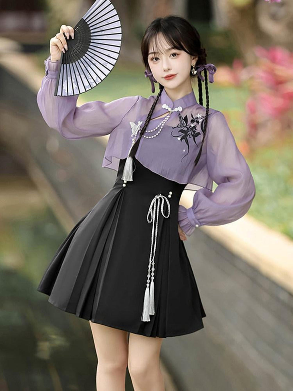 Sweet Promise Lolita Han Qipao Collar Two Piece A Line Women's Polyester Jsk / Jumper Skirts