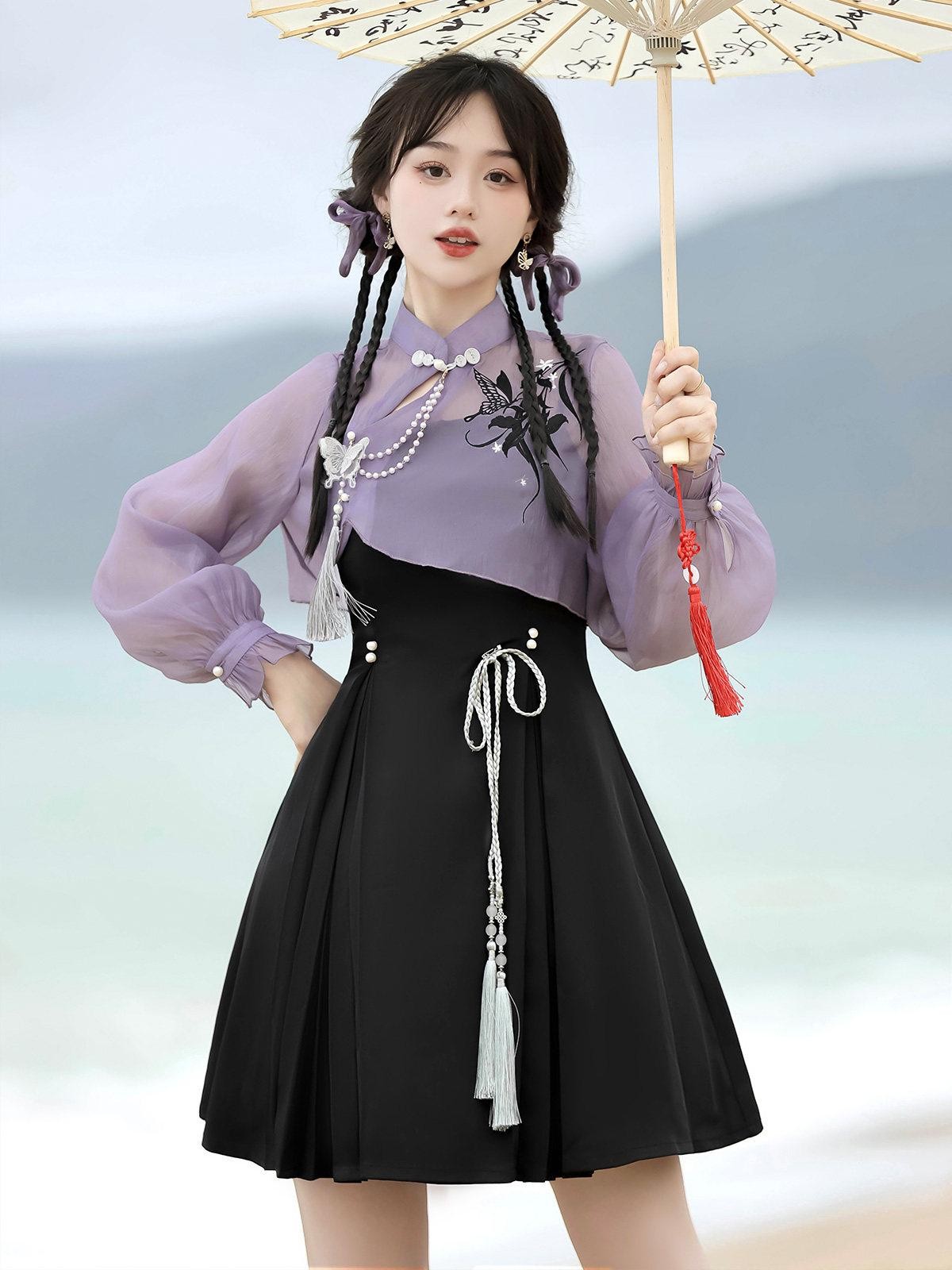 Sweet Promise Lolita Han Qipao Collar Two Piece A Line Women's Polyester Jsk / Jumper Skirts