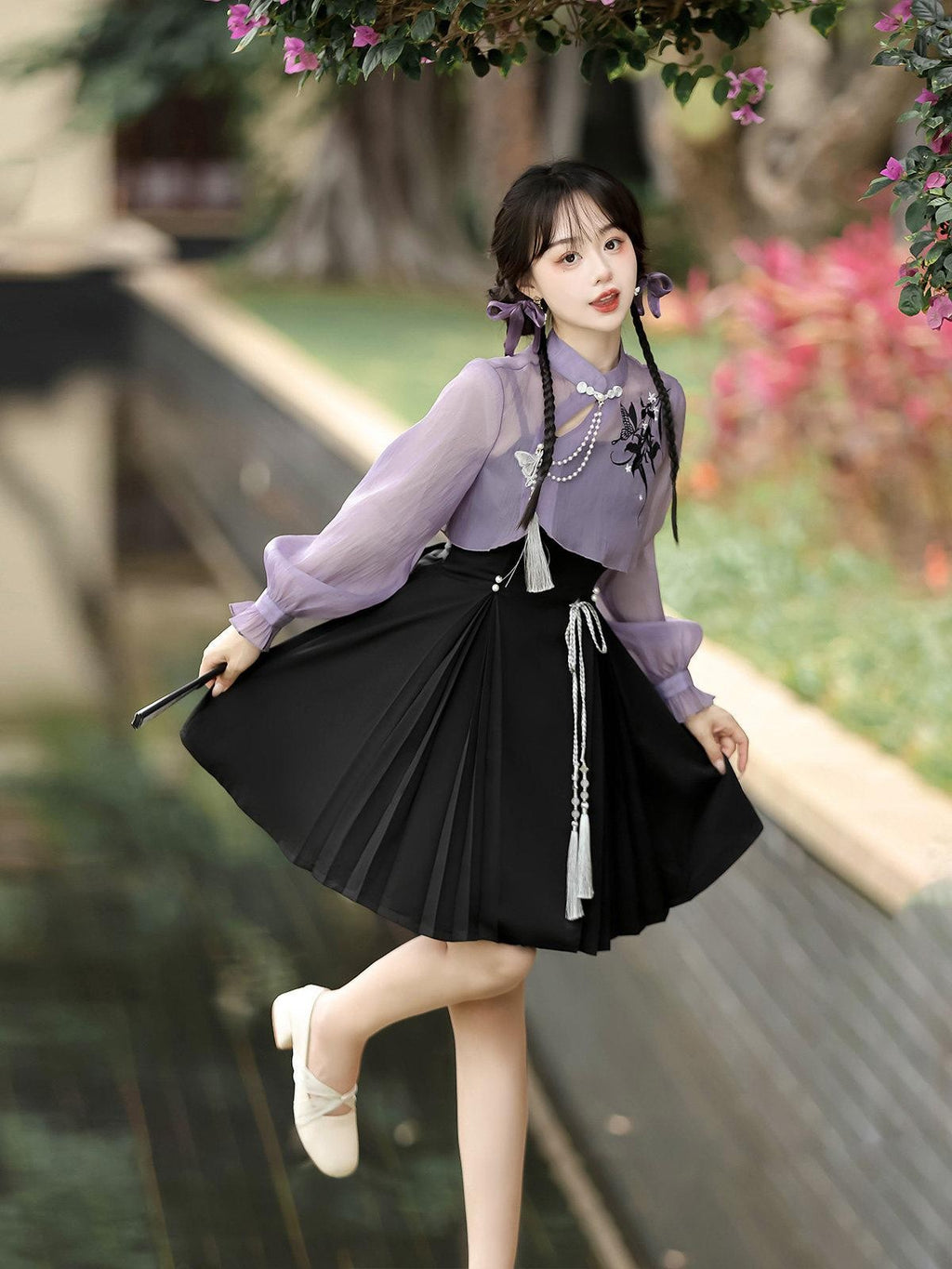 Sweet Promise Lolita Han Qipao Collar Two Piece A Line Women's Polyester Jsk / Jumper Skirts