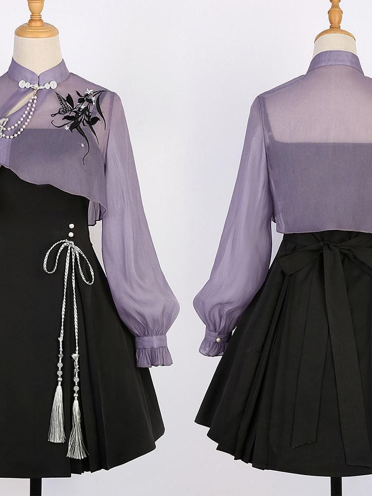 Sweet Promise Lolita Han Qipao Collar Two Piece A Line Women's Polyester Jsk / Jumper Skirts