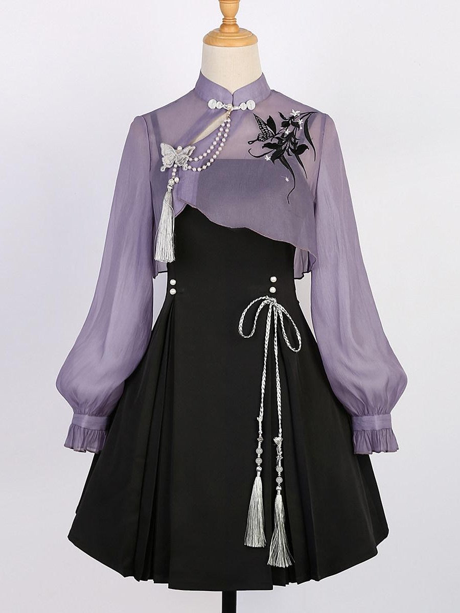 Sweet Promise Lolita Han Qipao Collar Two Piece A Line Women's Polyester Jsk / Jumper Skirts