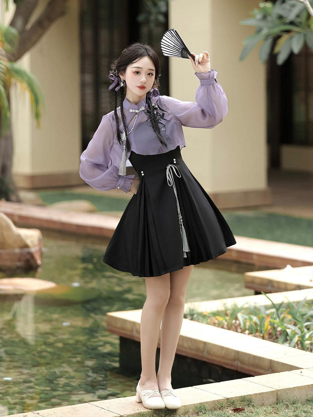 Sweet Promise Lolita Han Qipao Collar Two Piece A Line Women's Polyester Jsk / Jumper Skirts