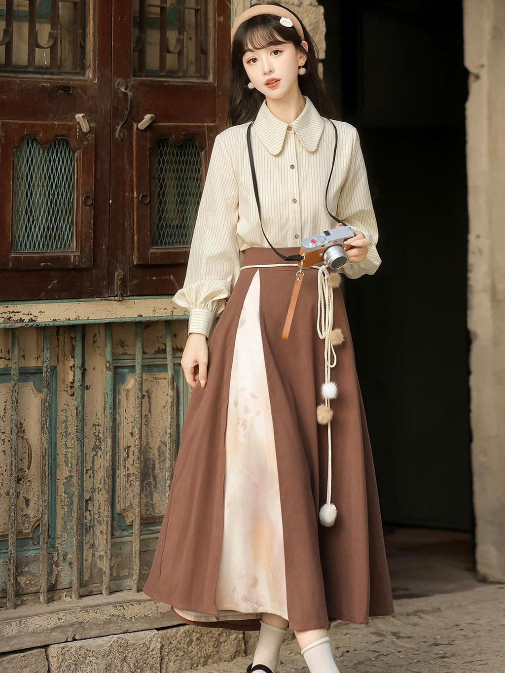 Sweet Promise Lolita New Chinese Academy Vest A Line Lapel Loose Women's Skirt Sets