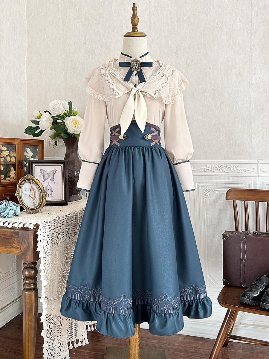 Sweet Promise Lolita Palace French Academy Cla Three Piece Round Neck A Line Women's Op Sets