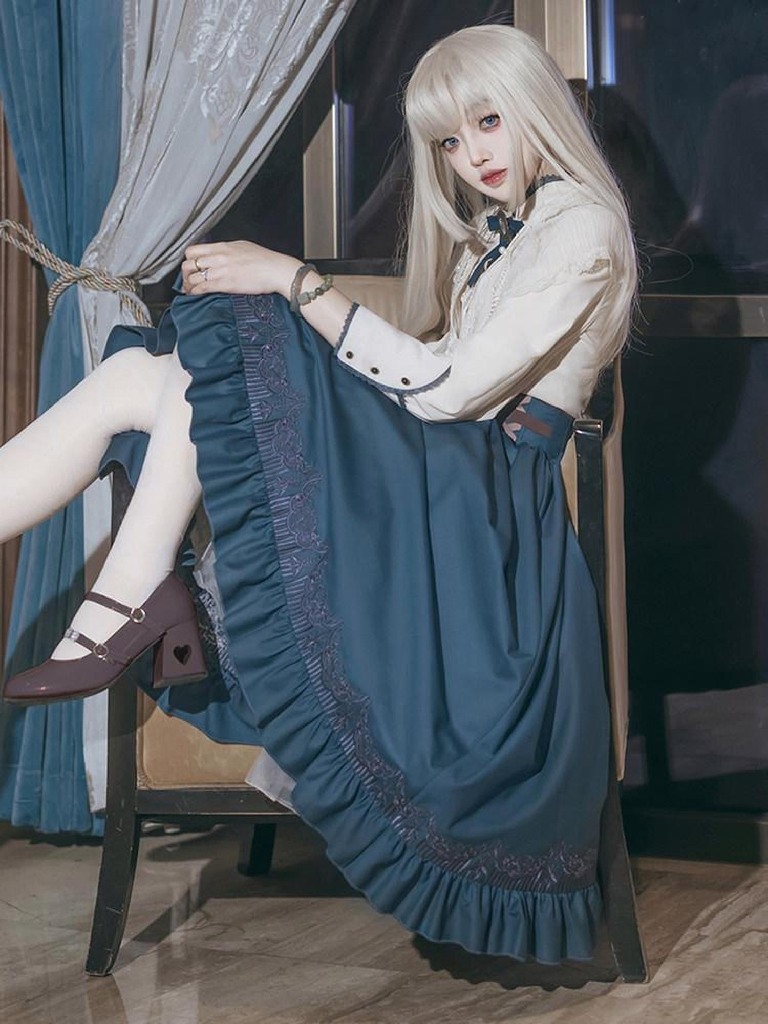 Sweet Promise Lolita Palace French Academy Cla Three Piece Round Neck A Line Women's Op Sets
