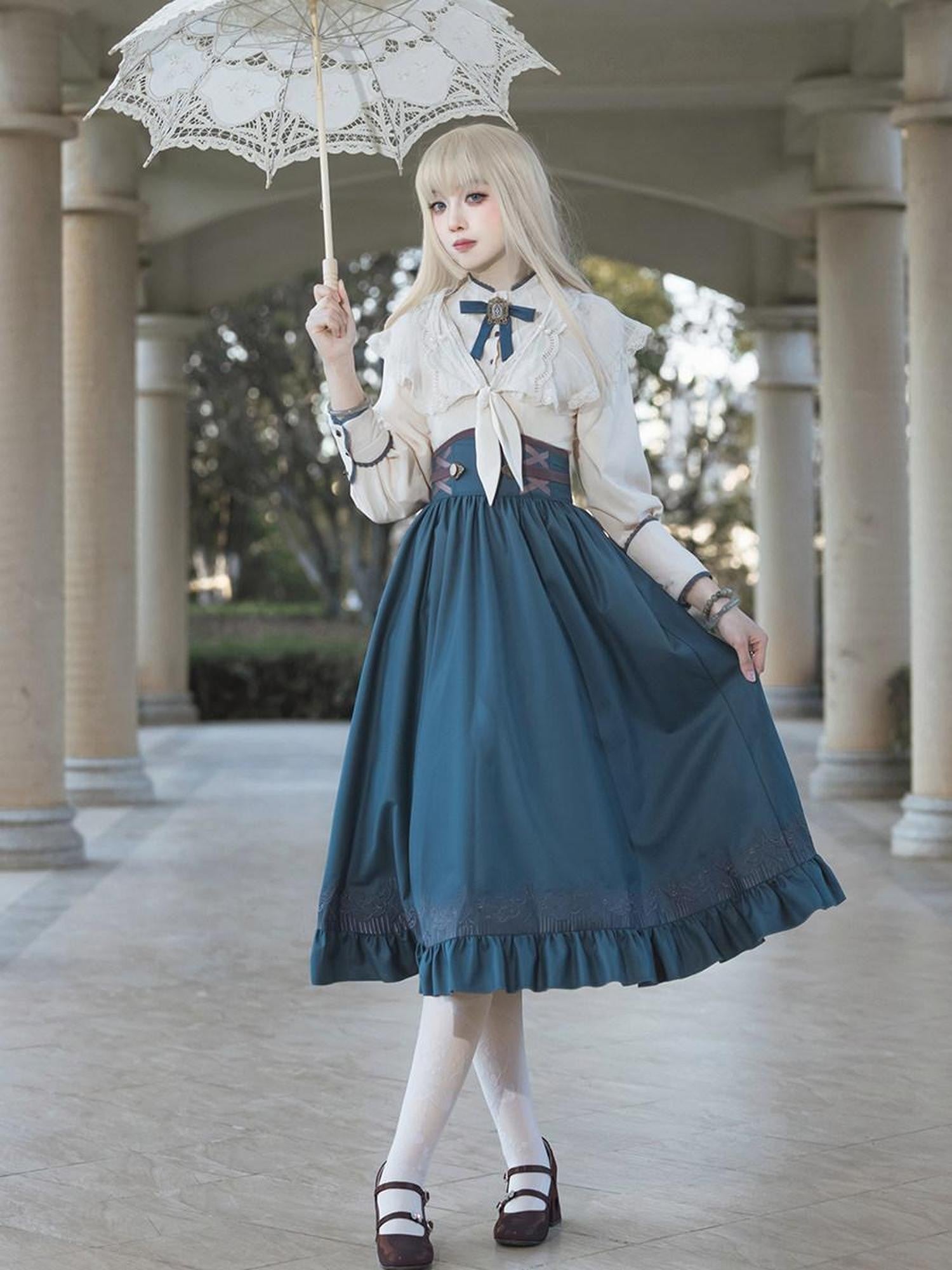 Sweet Promise Lolita Palace French Academy Cla Three Piece Round Neck A Line Women's Op Sets