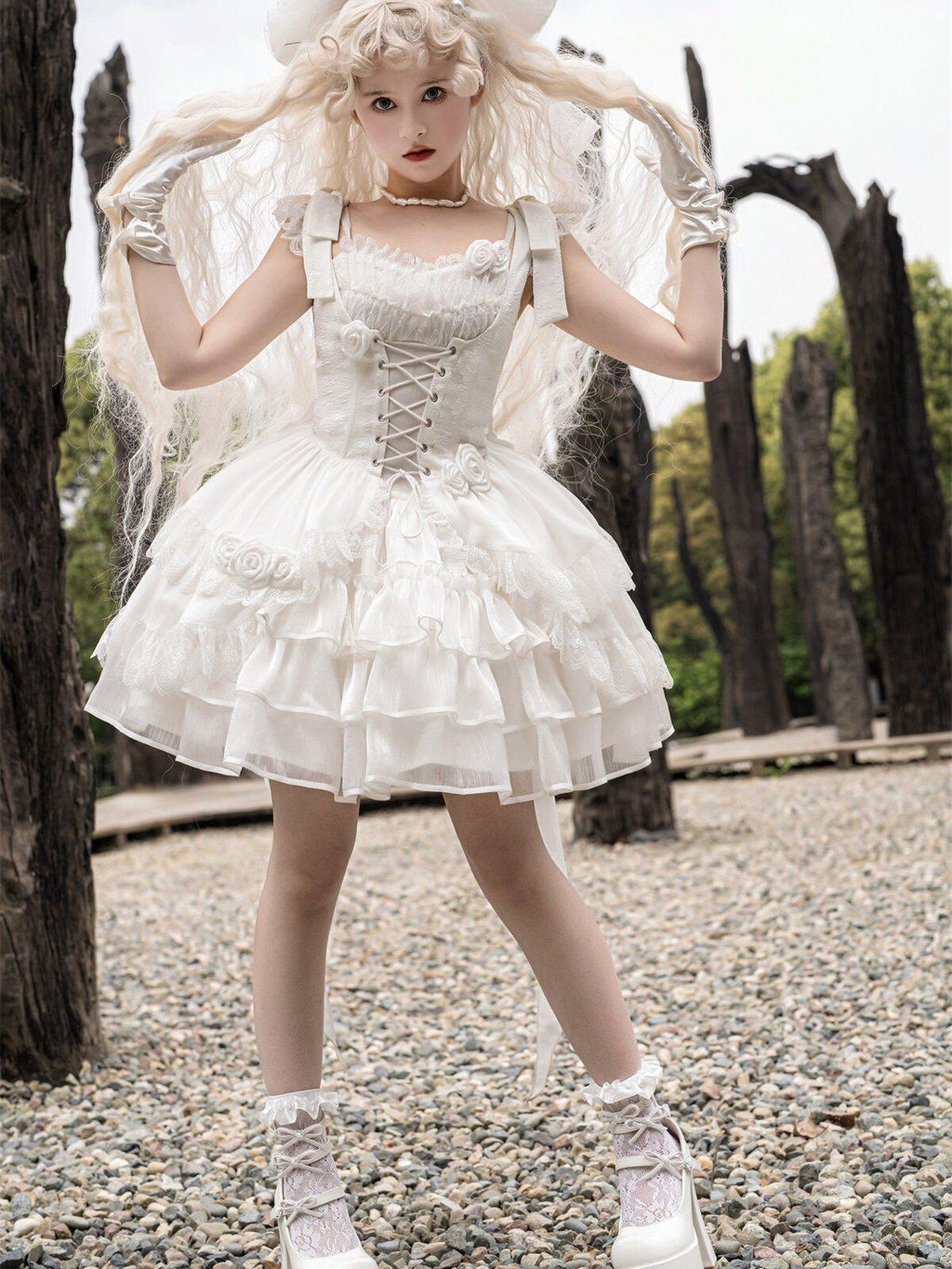 Sweet Promise Lolita Patchwork High Waist Strap Aline Women's Polyester Jsk / Jumper Skirts