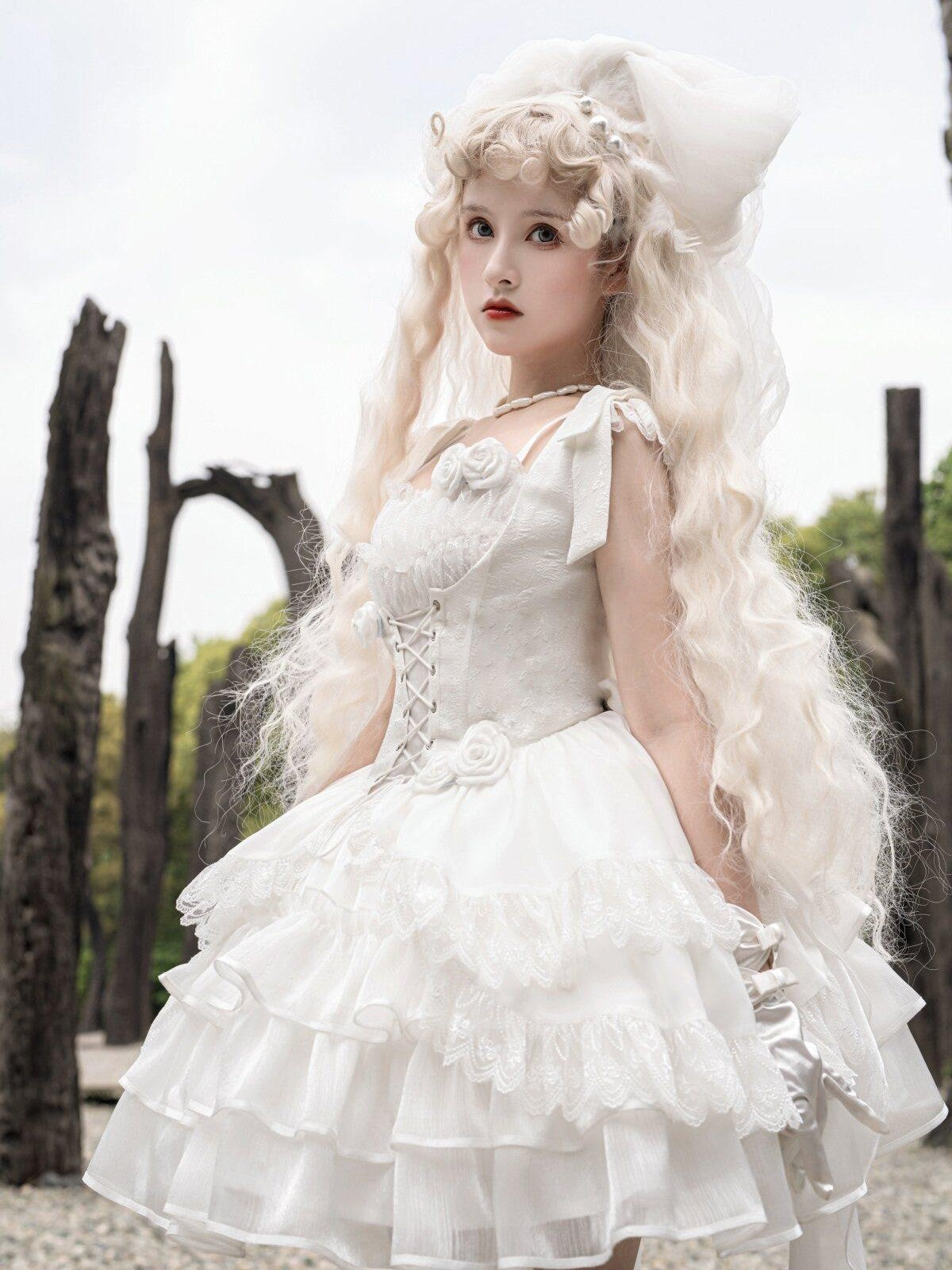 Sweet Promise Lolita Patchwork High Waist Strap Aline Women's Polyester Jsk / Jumper Skirts