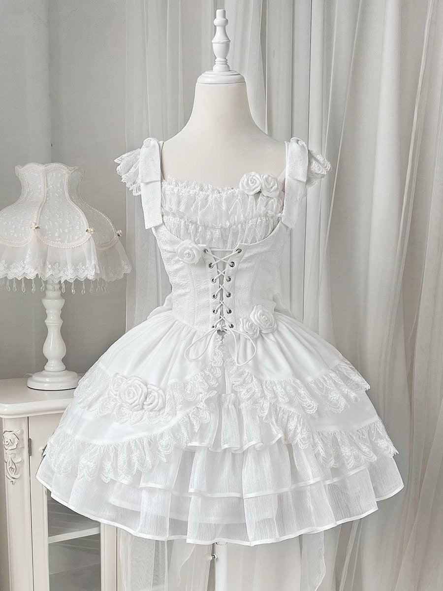 Sweet Promise Lolita Patchwork High Waist Strap Aline Women's Polyester Jsk / Jumper Skirts