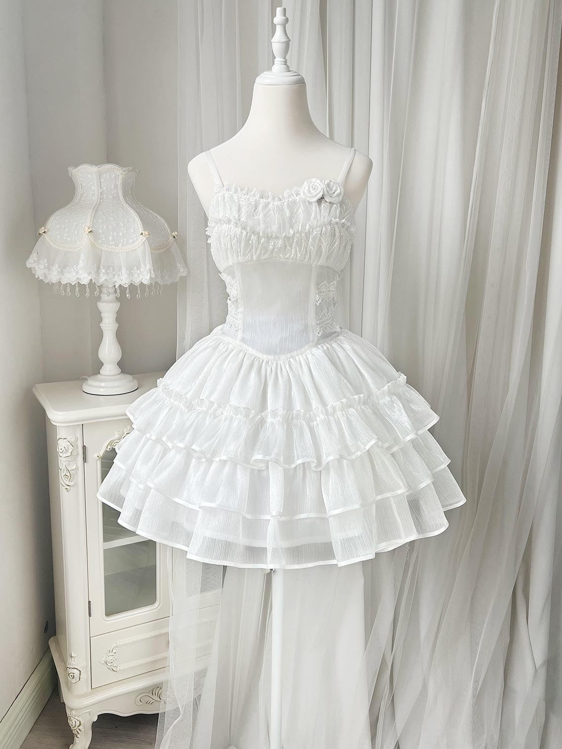 Sweet Promise Lolita Patchwork High Waist Strap Aline Women's Polyester Jsk / Jumper Skirts