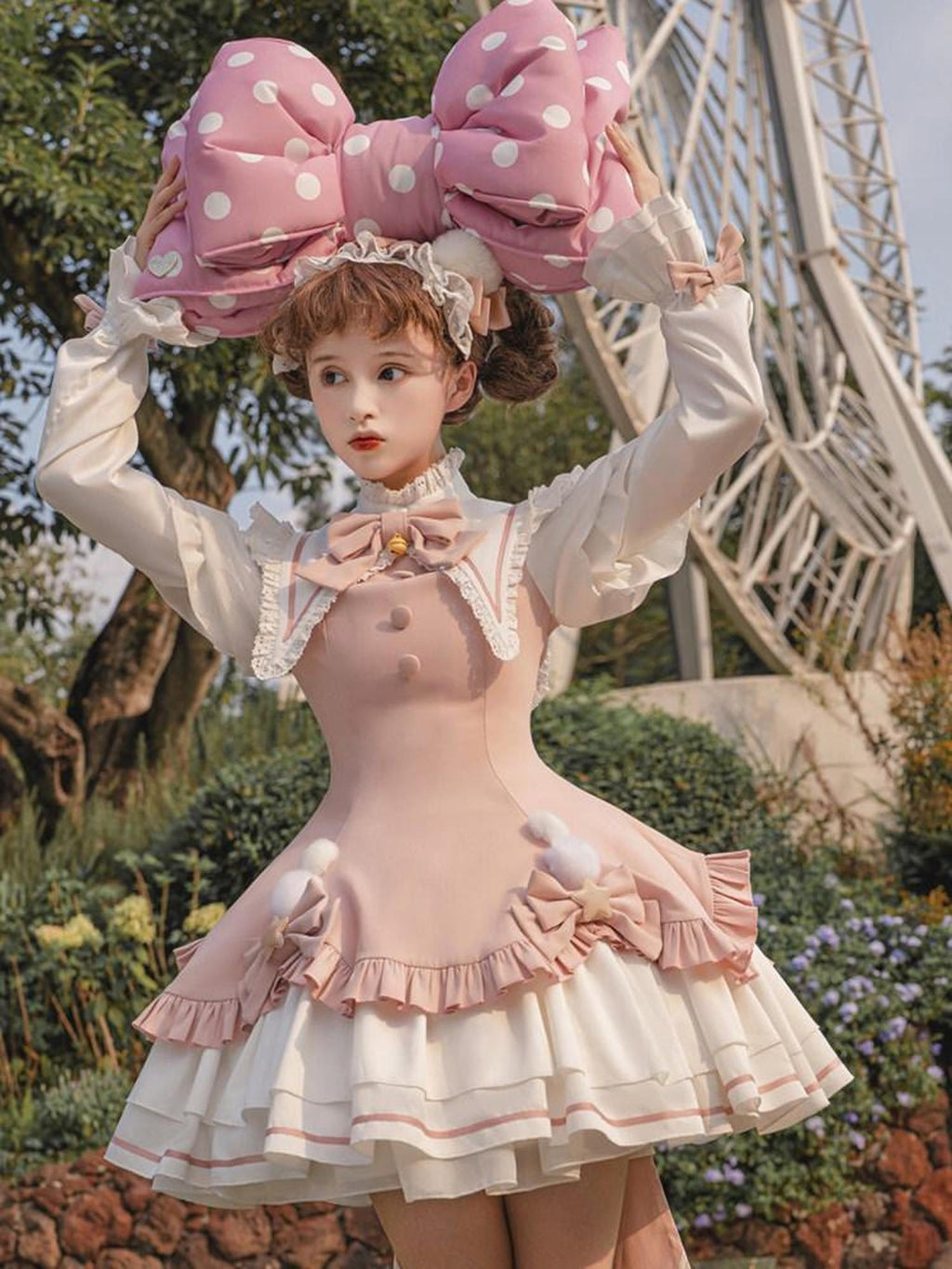 Sweet Promise Lolita Princess Back Bow Detachable Two Way Sleeves Women's Long Sleeve Op