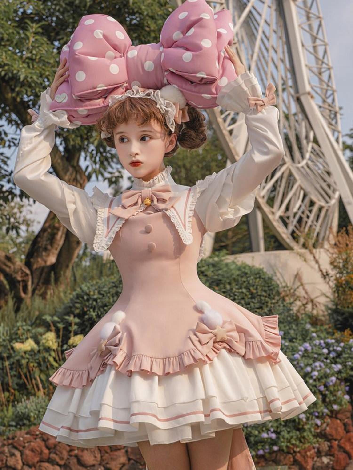 Sweet Promise Lolita Princess Back Bow Detachable Two Way Sleeves Women's Long Sleeve Op