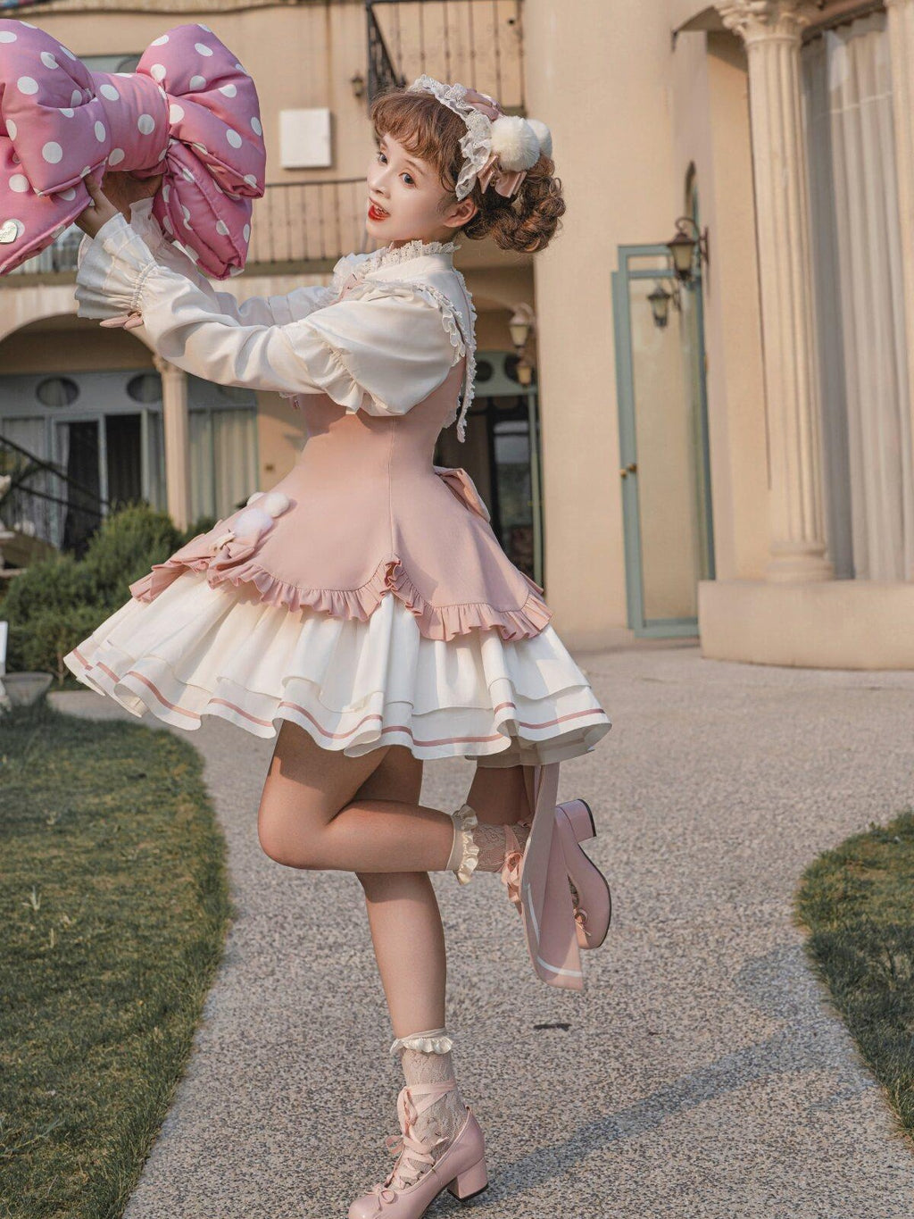 Sweet Promise Lolita Princess Back Bow Detachable Two Way Sleeves Women's Long Sleeve Op