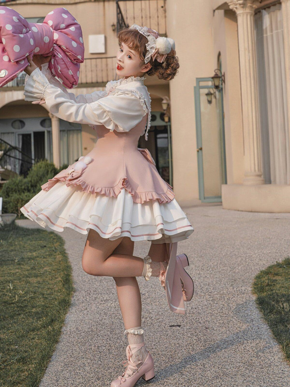 Sweet Promise Lolita Princess Back Bow Detachable Two Way Sleeves Women's Long Sleeve Op