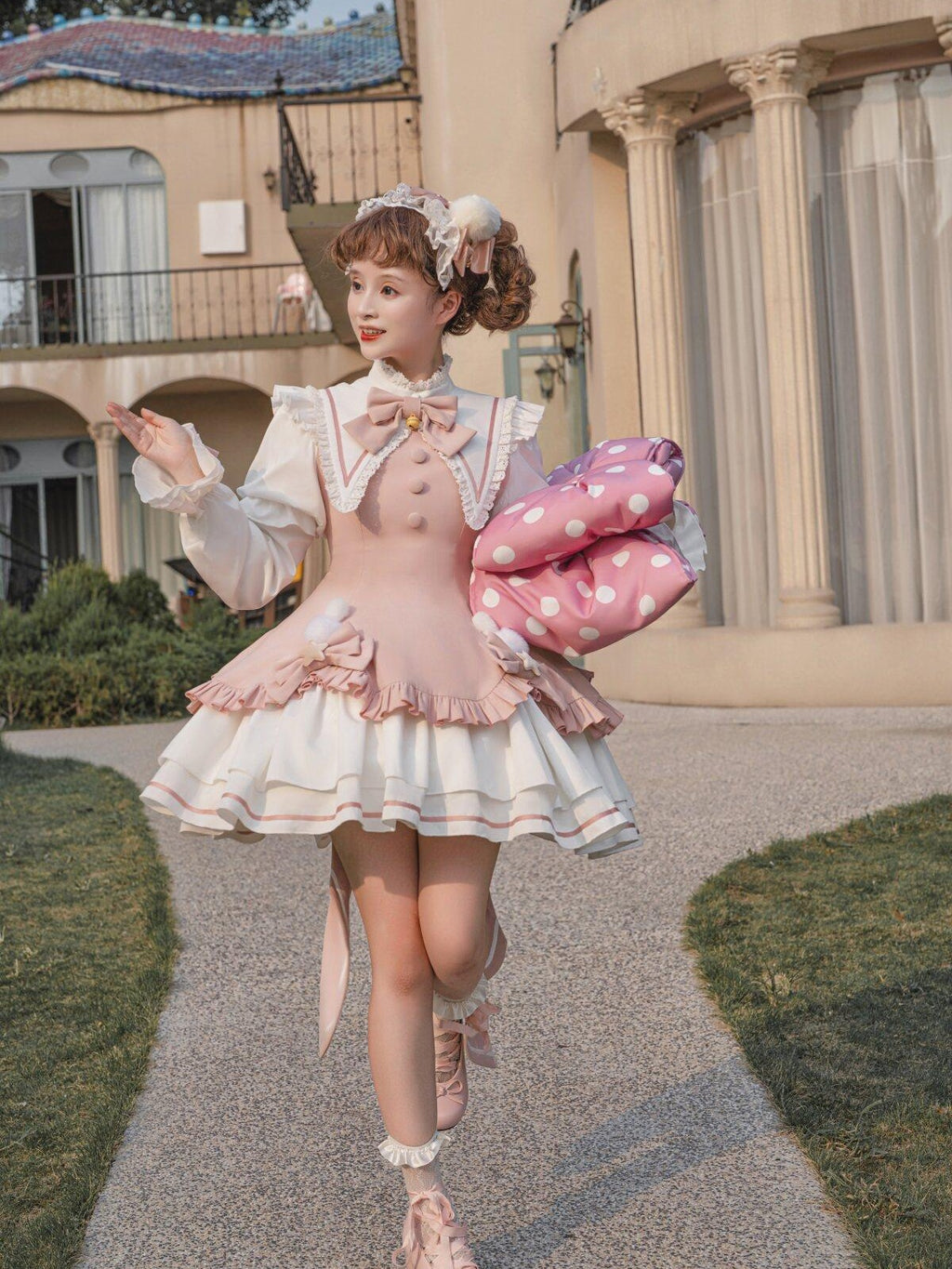 Sweet Promise Lolita Princess Back Bow Detachable Two Way Sleeves Women's Long Sleeve Op
