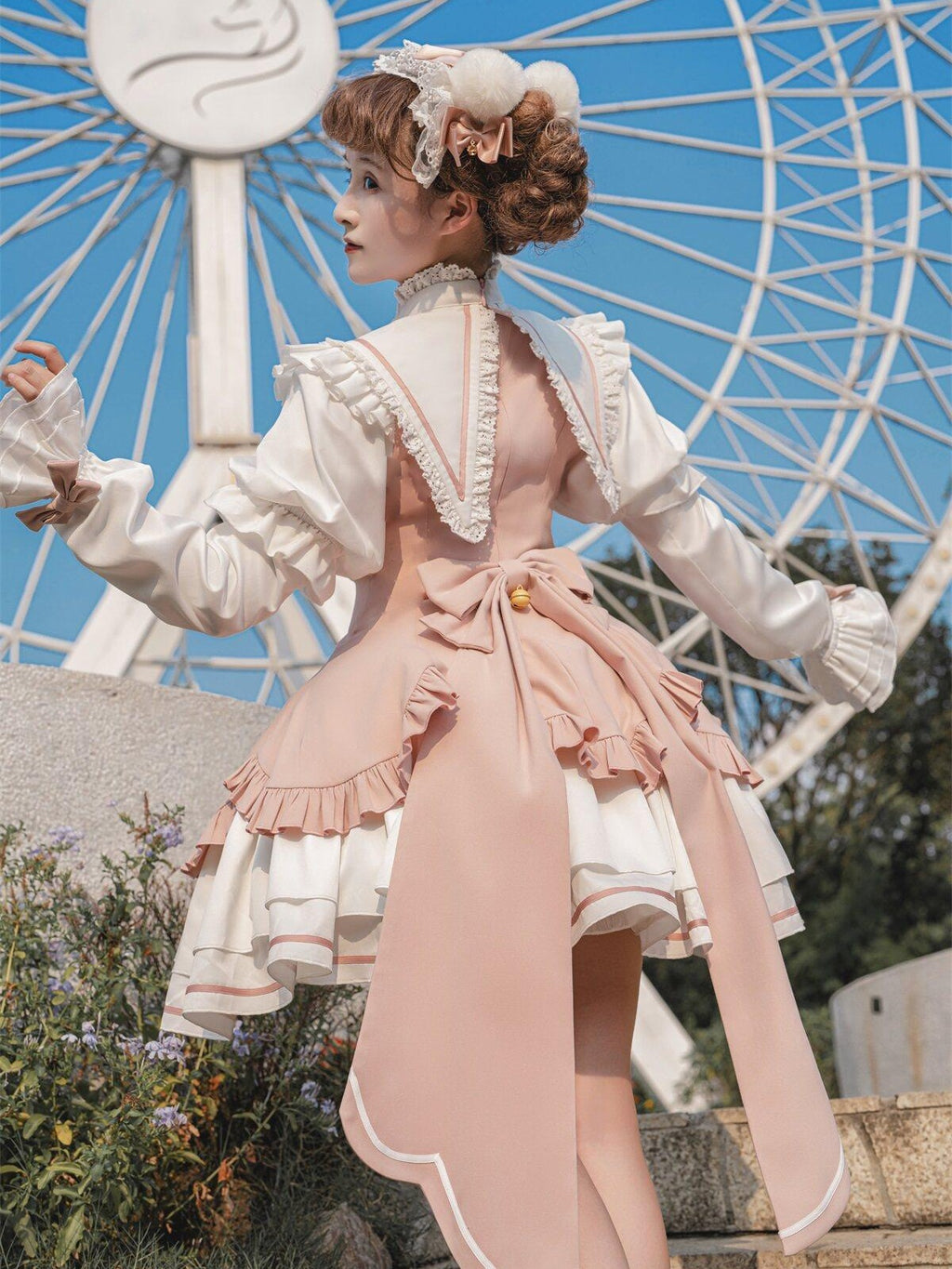 Sweet Promise Lolita Princess Back Bow Detachable Two Way Sleeves Women's Long Sleeve Op