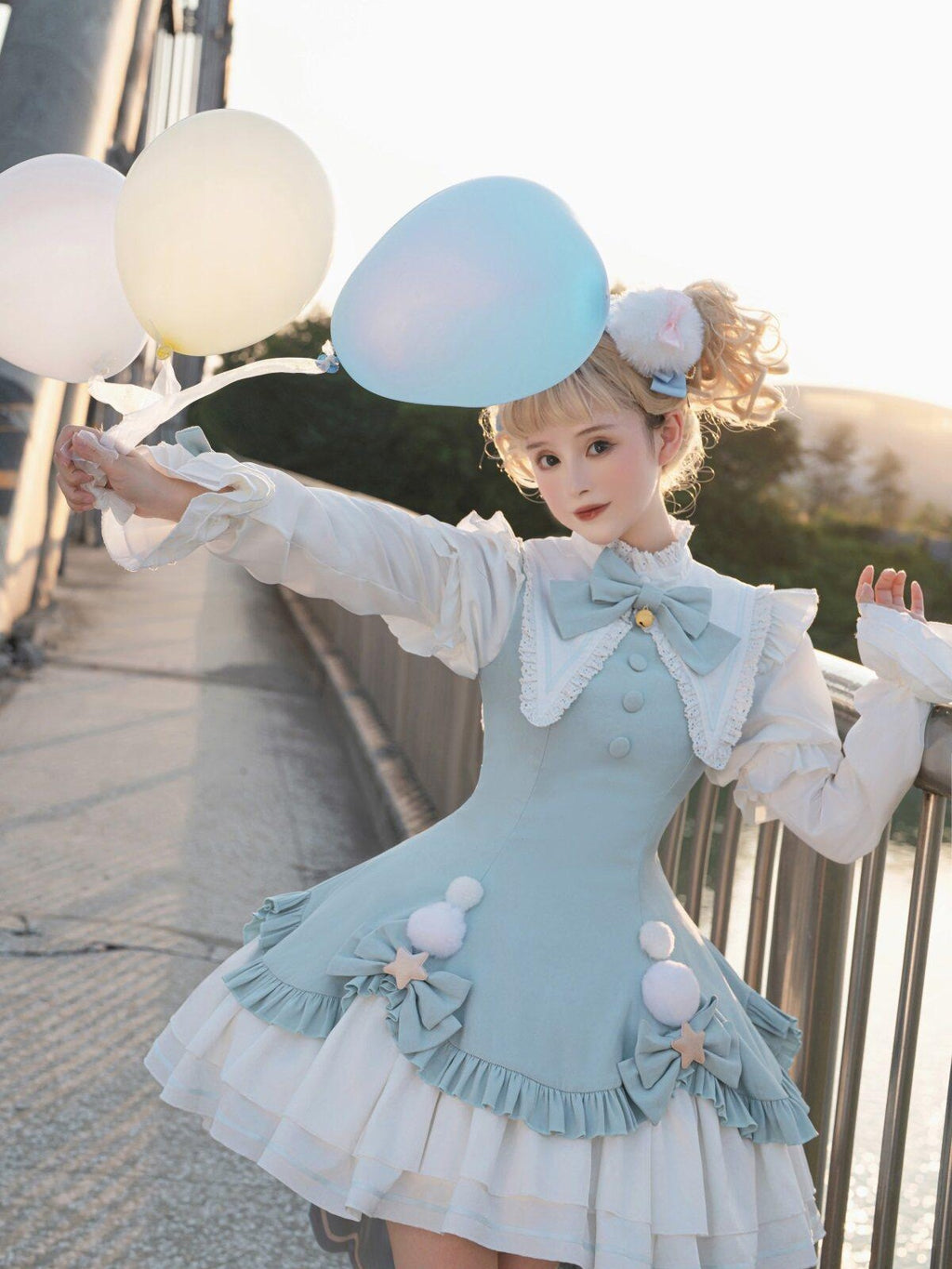 Sweet Promise Lolita Princess Back Bow Detachable Two Way Sleeves Women's Long Sleeve Op
