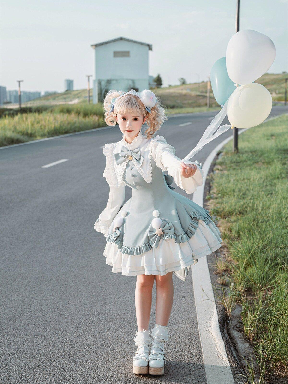Sweet Promise Lolita Princess Back Bow Detachable Two Way Sleeves Women's Long Sleeve Op