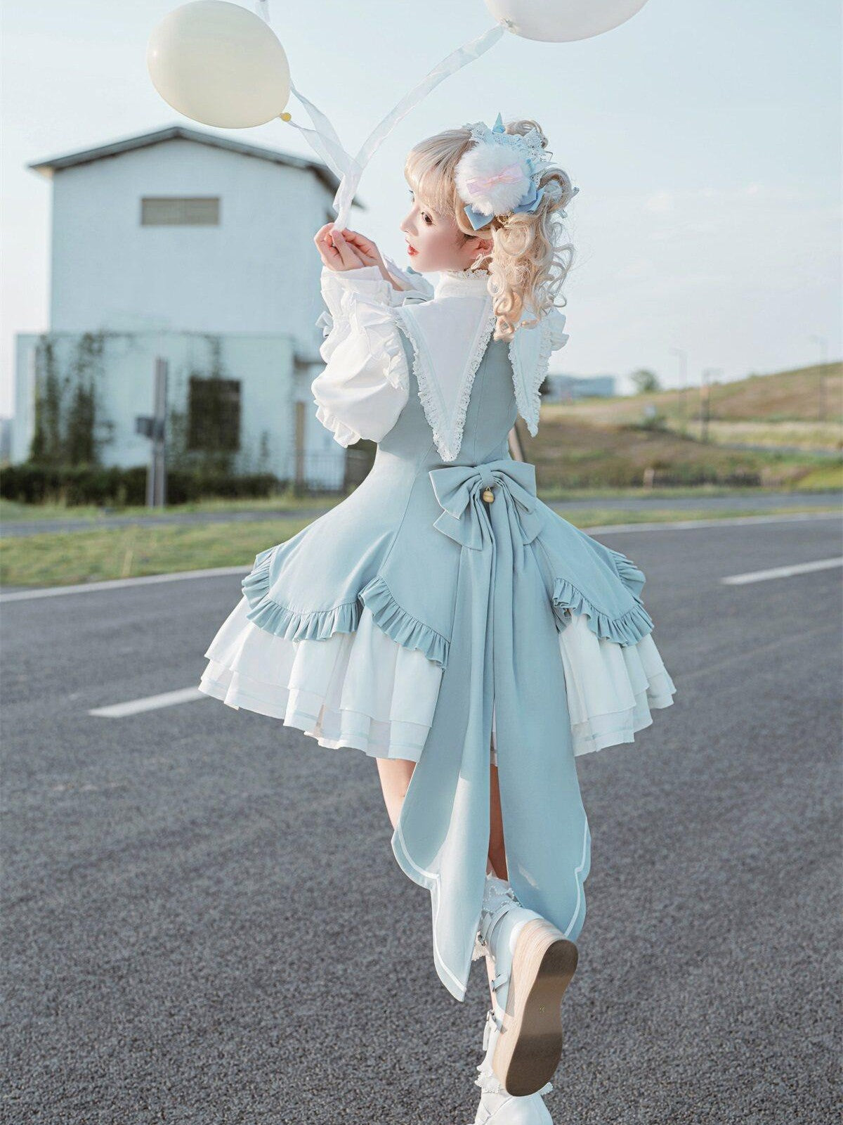 Sweet Promise Lolita Princess Back Bow Detachable Two Way Sleeves Women's Long Sleeve Op