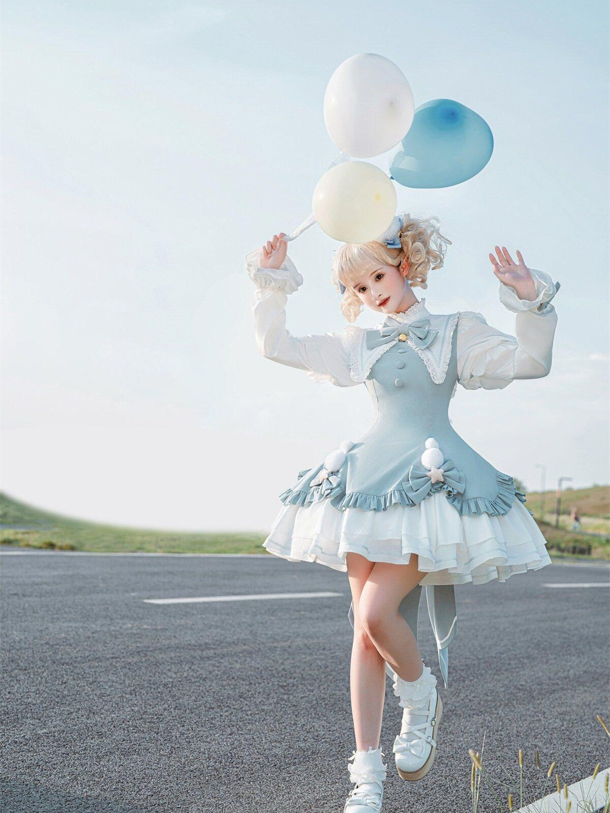 Sweet Promise Lolita Princess Back Bow Detachable Two Way Sleeves Women's Long Sleeve Op