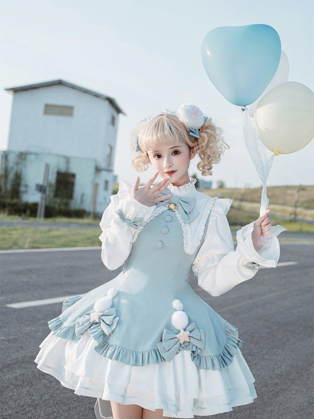 Sweet Promise Lolita Princess Back Bow Detachable Two Way Sleeves Women's Long Sleeve Op