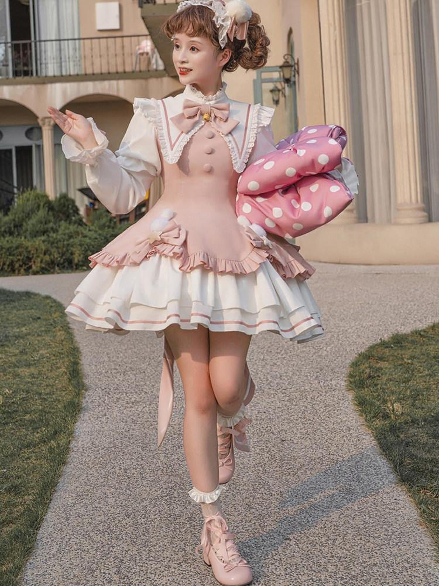 Sweet Promise Lolita Princess Back Bow Detachable Two Way Sleeves Women's Long Sleeve Op