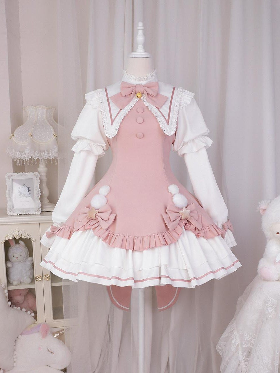 Sweet Promise Lolita Princess Back Bow Detachable Two Way Sleeves Women's Long Sleeve Op