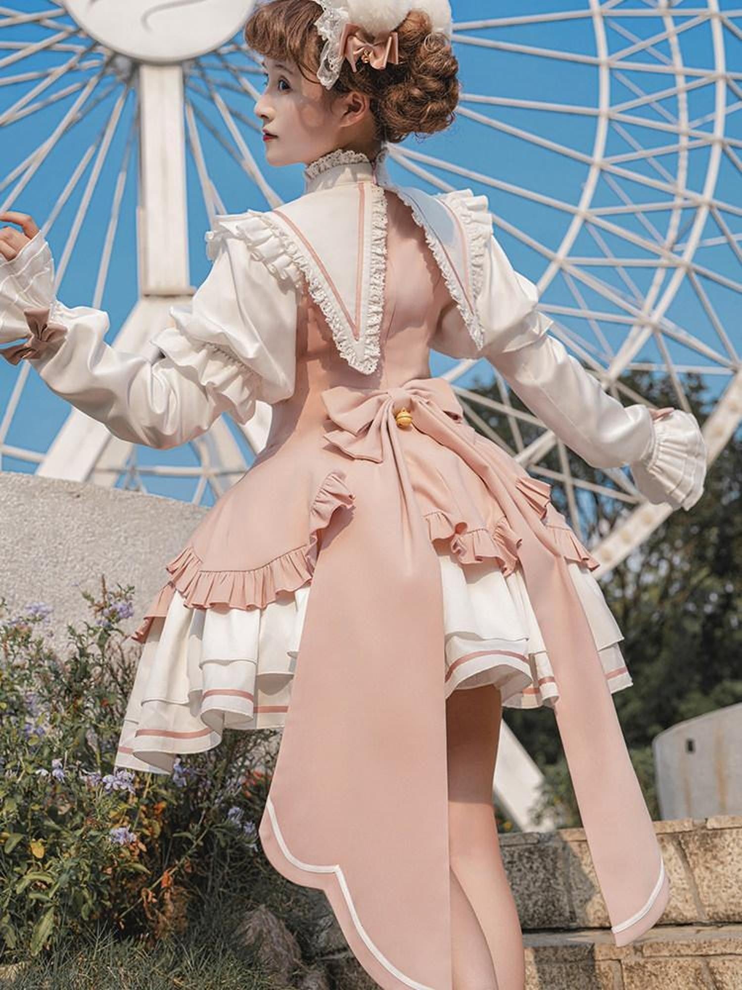 Sweet Promise Lolita Princess Back Bow Detachable Two Way Sleeves Women's Long Sleeve Op