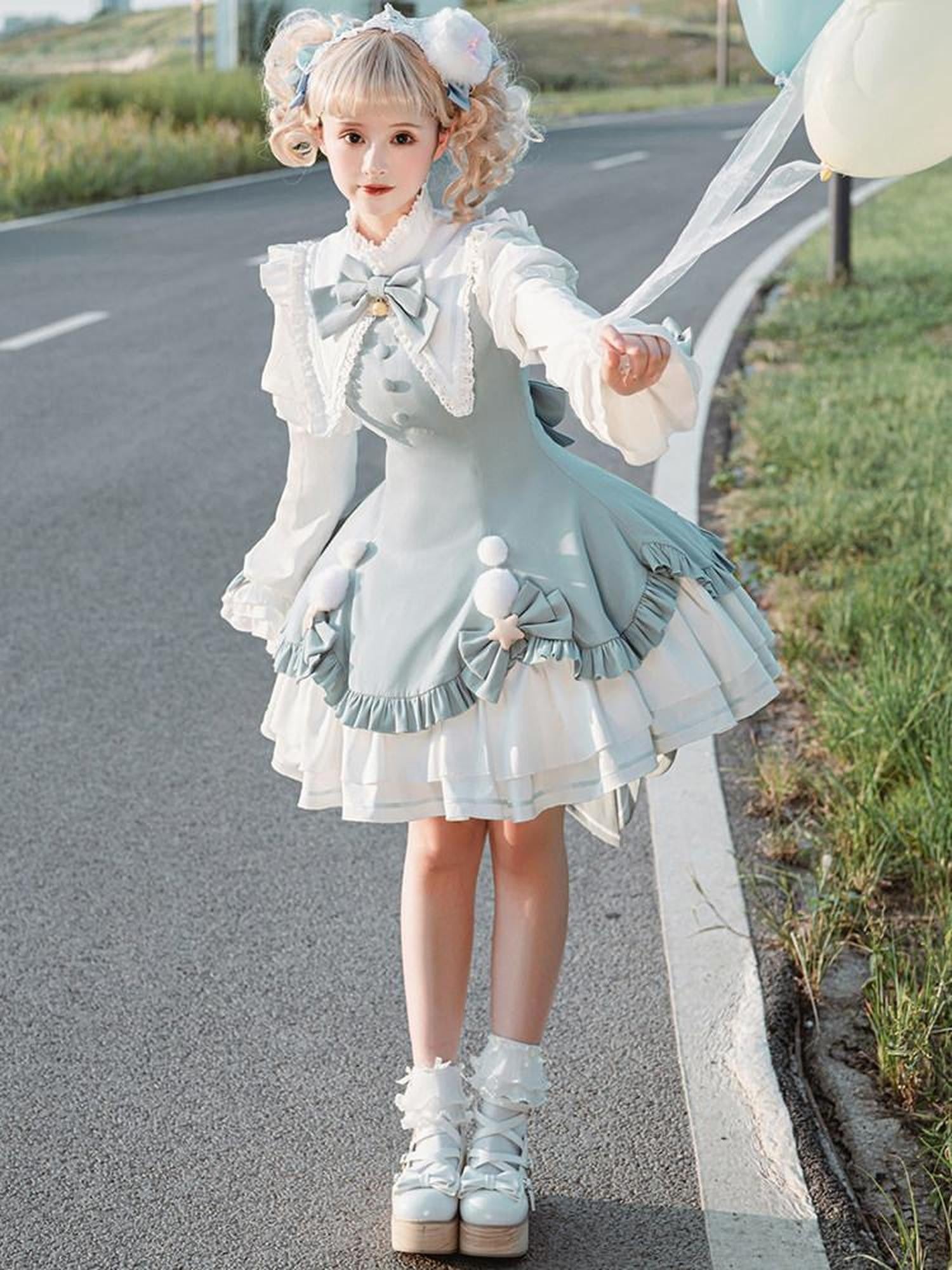 Sweet Promise Lolita Princess Back Bow Detachable Two Way Sleeves Women's Long Sleeve Op