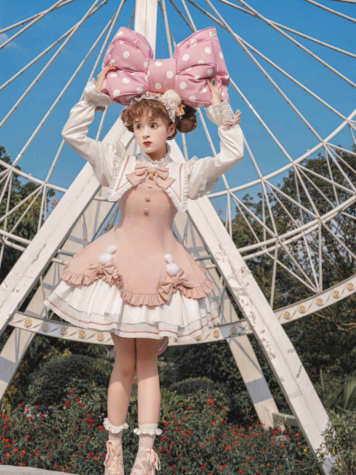 Sweet Promise Lolita Princess Back Bow Detachable Two Way Sleeves Women's Long Sleeve Op