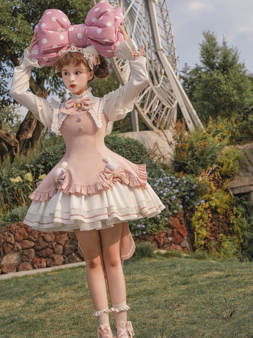 Sweet Promise Lolita Princess Back Bow Detachable Two Way Sleeves Women's Long Sleeve Op