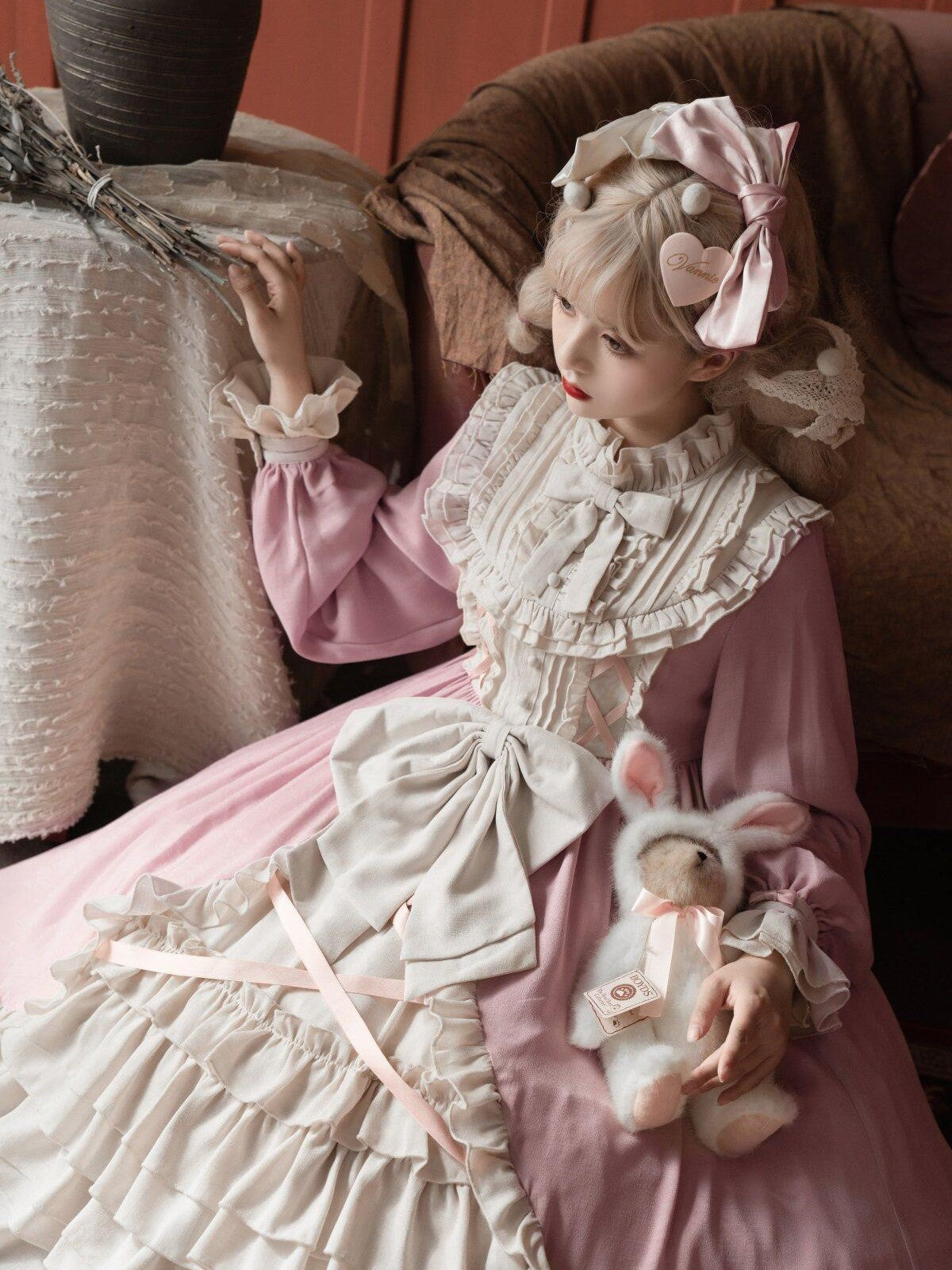 Sweet Promise Lolita Ruffle High Waist A Line Women's Polyester Long Sleeve Op