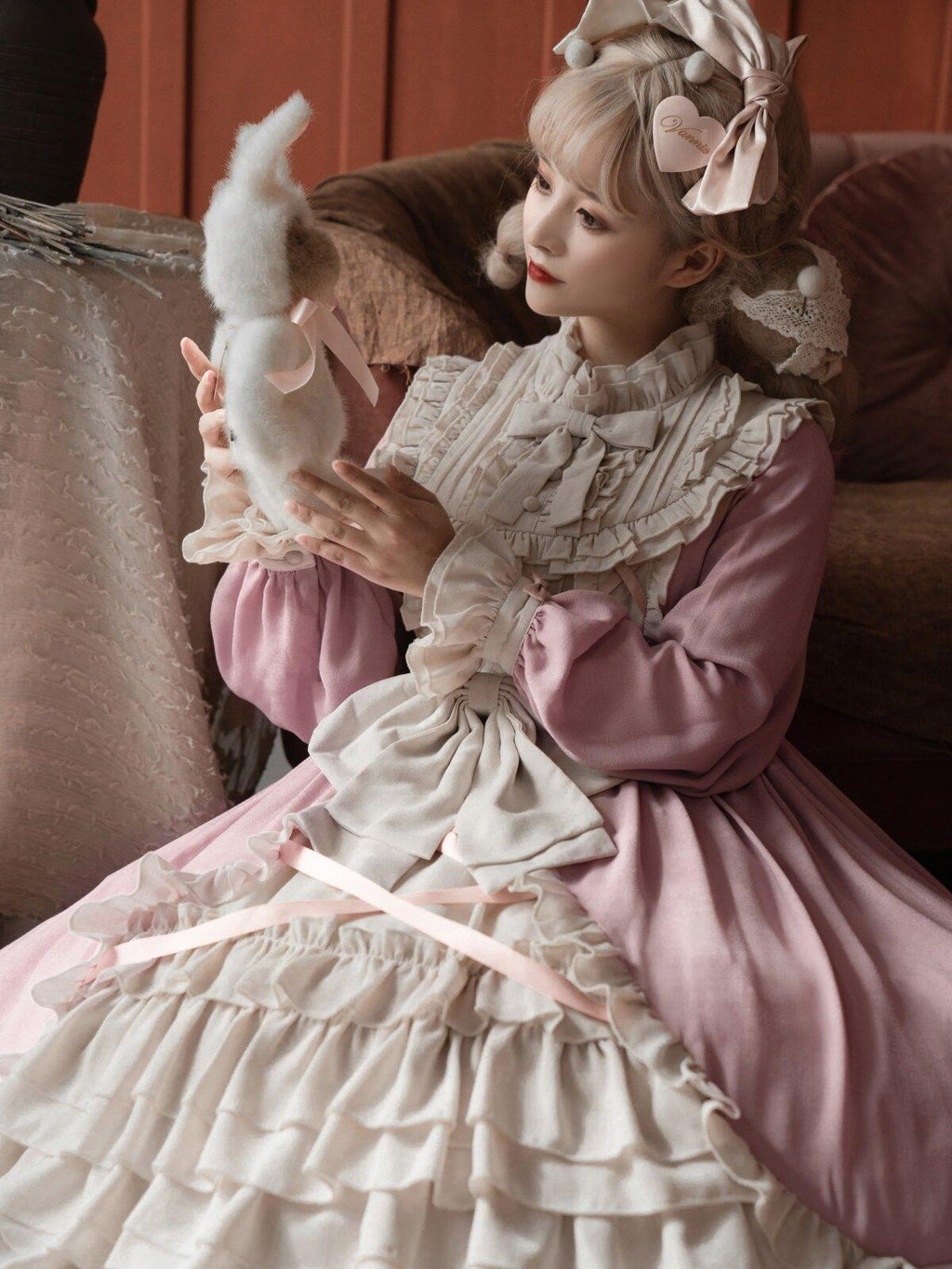 Sweet Promise Lolita Ruffle High Waist A Line Women's Polyester Long Sleeve Op