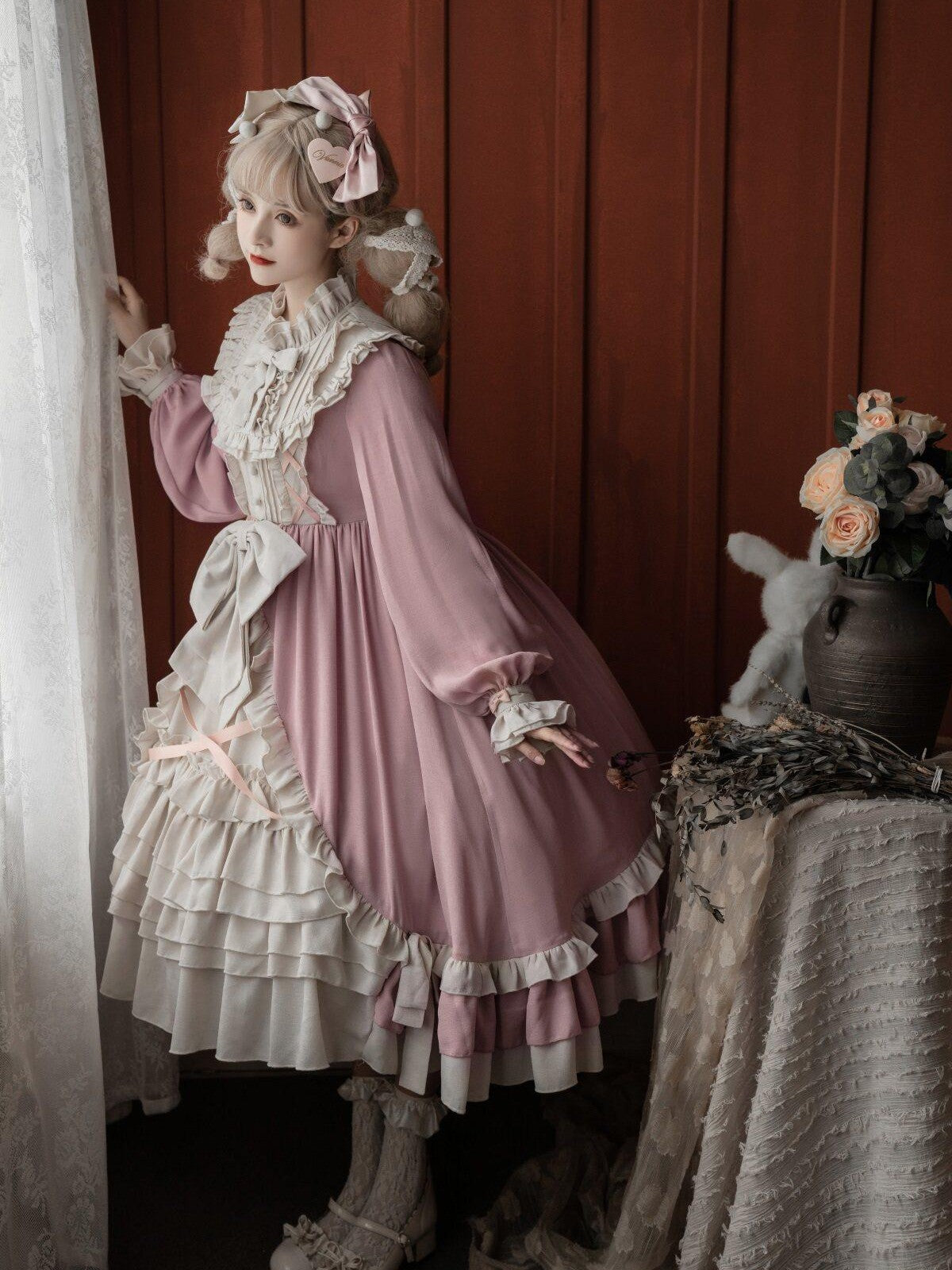 Sweet Promise Lolita Ruffle High Waist A Line Women's Polyester Long Sleeve Op