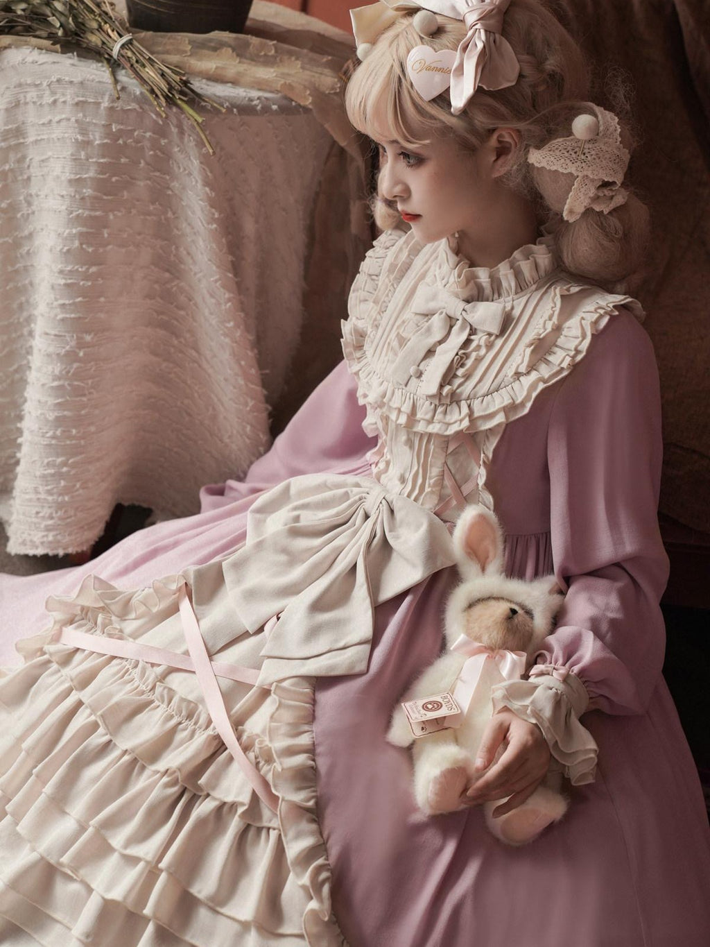 Sweet Promise Lolita Ruffle High Waist A Line Women's Polyester Long Sleeve Op