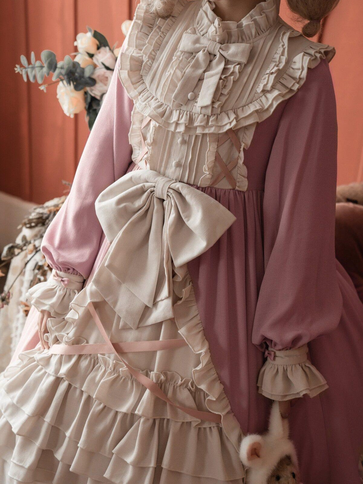 Sweet Promise Lolita Ruffle High Waist A Line Women's Polyester Long Sleeve Op