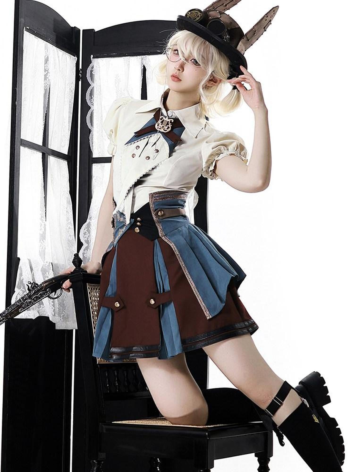 Sweet Promise Lolita Steampunk Vintage Corset Three Piece Women's Skirt Sets