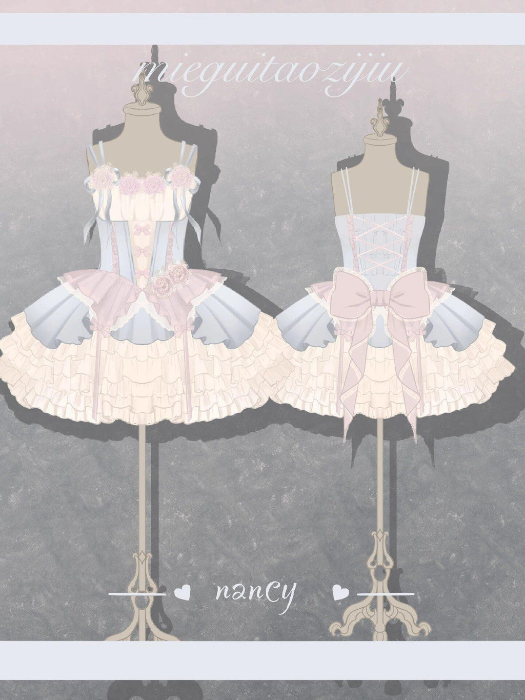 Sweet Promise Lolita Strappy Small Floral Large Bow Women's Jsk / Jumper Skirts